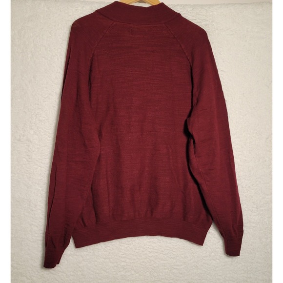Jachs New York Burgundy Sweater Size 2XL Men's Quarter Zip Pullover Raglan 0532 - Picture 2 of 7